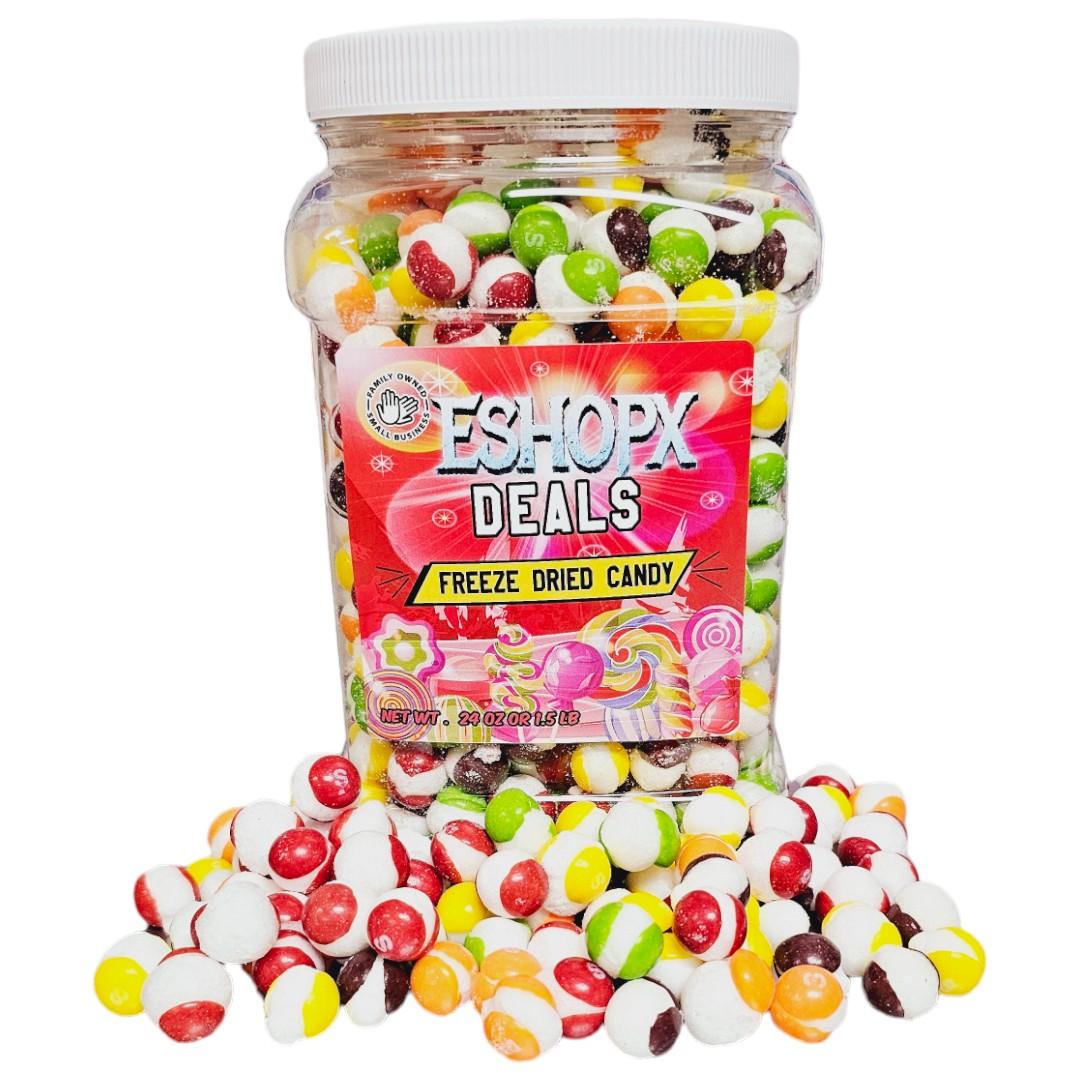 eShopX Crunchy Freeze Dried Rainbow Candy Original Flavor in 1.5 lb ( 24 oz ) Tub Jar Container Sweet Snack Bonbon Sugar