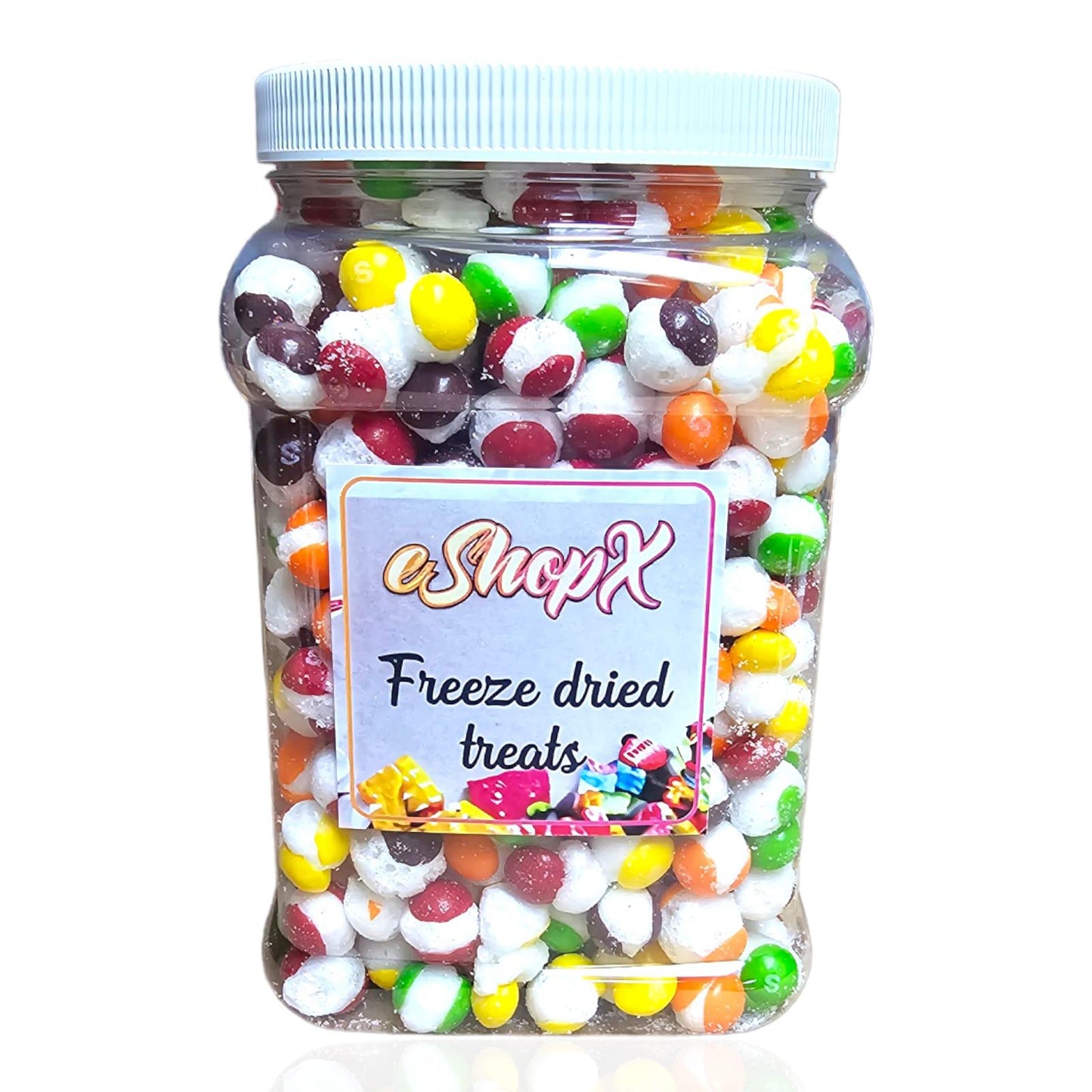 eShopX Crunchy Freeze Dried Rainbow Candy Original Flavor in 1.5 lb ( 24 oz ) Tub Jar Container Sweet Snack Bonbon Sugar