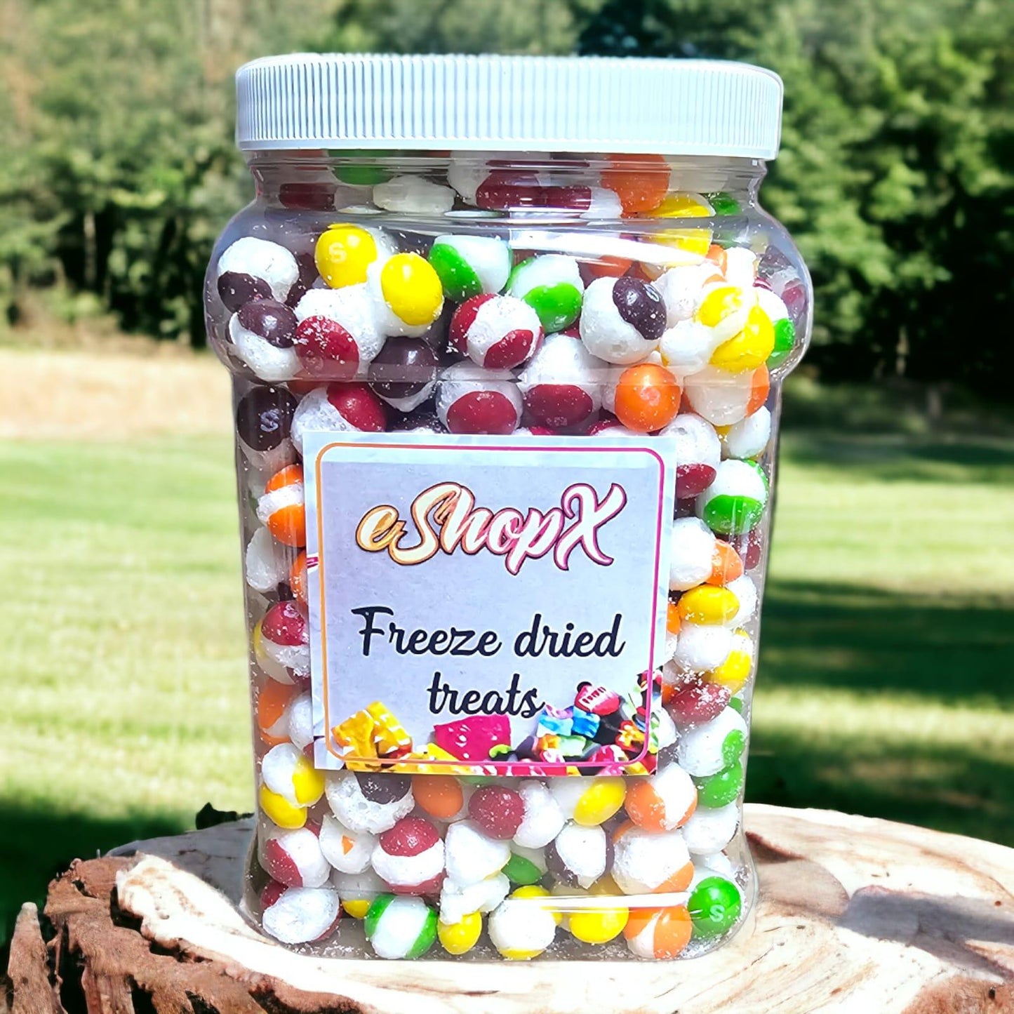 eShopX Crunchy Freeze Dried Rainbow Candy Original Flavor in 1.5 lb ( 24 oz ) Tub Jar Container Sweet Snack Bonbon Sugar