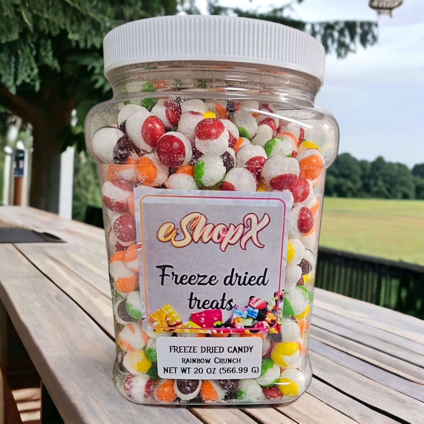 eShopX Crunchy Freeze Dried Rainbow Candy Original Flavor in 1.5 lb ( 24 oz ) Tub Jar Container Sweet Snack Bonbon Sugar