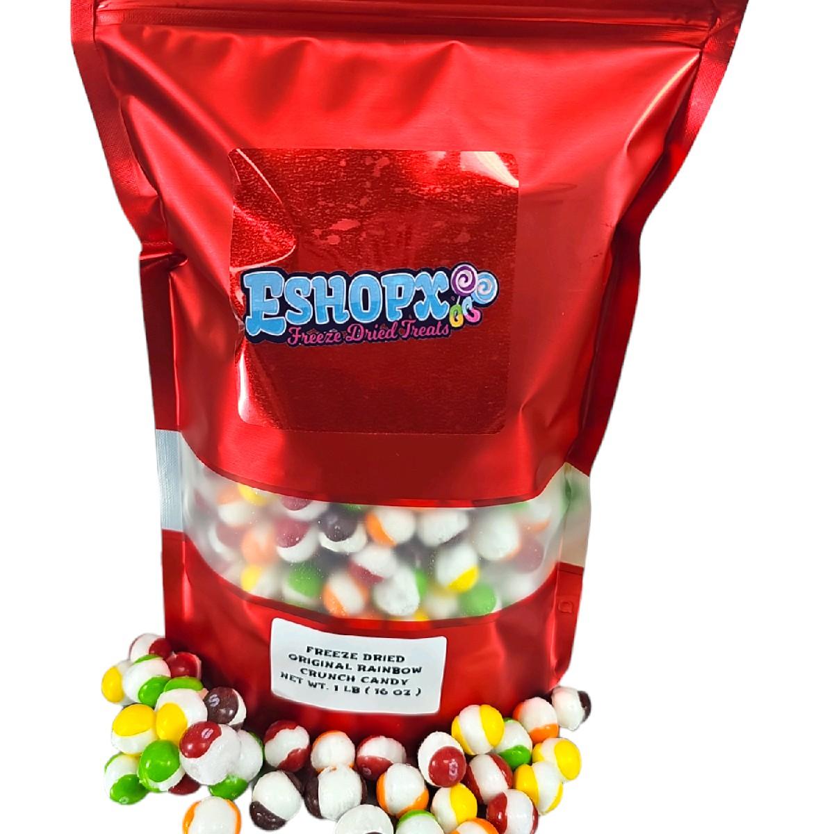 eShopX 2 Pounds bundle Freeze Dried Rainbow Crunch Candy Sweet Snack Bite Sugar Bonbon Flavor Fruity Rainbow Crunch Set Crunchy Candy